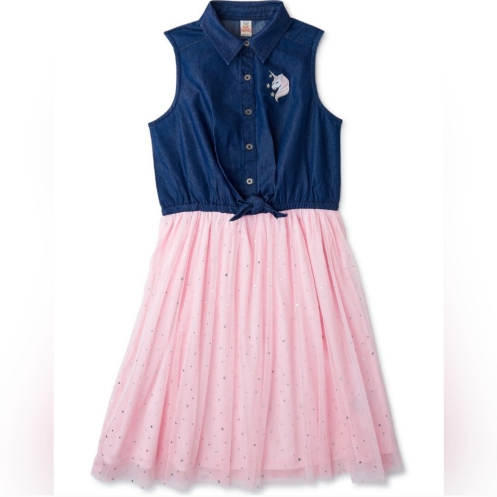 NWOT | Girls Unicorn Denim & Tulle Dress | 6X | Back to School 🎒
